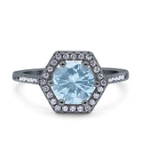 Vintage Style Round Natural Stone Hexagonal Ring