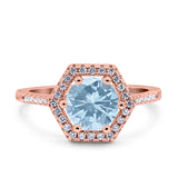 Vintage Style Round Natural Stone Hexagonal Ring