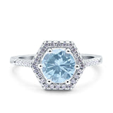 Vintage Style Round Natural Stone Hexagonal Ring