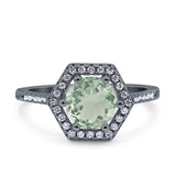 Vintage Style Round Natural Stone Hexagonal Ring