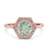 Vintage Style Round Natural Stone Hexagonal Ring