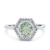 Vintage Style Round Natural Stone Hexagonal Ring