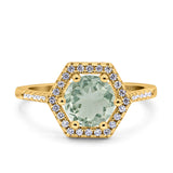 Vintage Style Round Natural Stone Hexagonal Ring