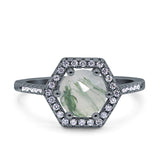 Vintage Style Round Natural Stone Hexagonal Ring