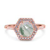 Vintage Style Round Natural Stone Hexagonal Ring