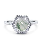 Vintage Style Round Natural Stone Hexagonal Ring