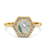 Vintage Style Round Natural Stone Hexagonal Ring