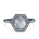 Vintage Style Round Natural Stone Hexagonal Ring