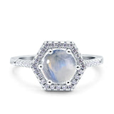 Vintage Style Round Natural Stone Hexagonal Ring