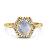 Vintage Style Round Natural Stone Hexagonal Ring