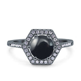 Vintage Style Round Natural Stone Hexagonal Ring