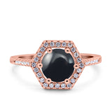 Vintage Style Round Natural Stone Hexagonal Ring