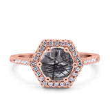Vintage Style Round Natural Stone Hexagonal Ring