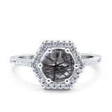 Vintage Style Round Natural Stone Hexagonal Ring