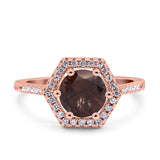 Vintage Style Round Natural Stone Hexagonal Ring