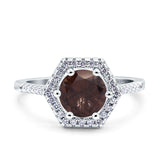 Vintage Style Round Natural Stone Hexagonal Ring