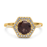 Vintage Style Round Natural Stone Hexagonal Ring