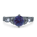 Round Natural Stone Leaf Vintage Style Ring