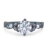 Round Natural Stone Leaf Vintage Style Ring