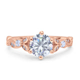 Round Natural Stone Leaf Vintage Style Ring