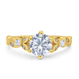 Round Natural Stone Leaf Vintage Style Ring