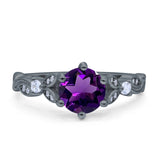 Round Natural Stone Leaf Vintage Style Ring