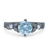 Round Natural Stone Leaf Vintage Style Ring