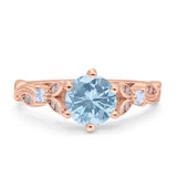 Round Natural Stone Leaf Vintage Style Ring