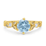 Round Natural Stone Leaf Vintage Style Ring