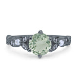 Round Natural Stone Leaf Vintage Style Ring