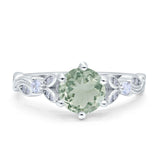 Round Natural Stone Leaf Vintage Style Ring