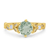 Round Natural Stone Leaf Vintage Style Ring