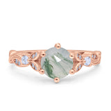 Round Natural Stone Leaf Vintage Style Ring