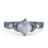 Round Natural Stone Leaf Vintage Style Ring