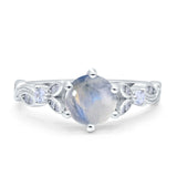 Round Natural Stone Leaf Vintage Style Ring