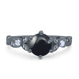 Round Natural Stone Leaf Vintage Style Ring