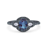 Floral Oval Natural Stone Wedding Ring