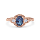 Floral Oval Natural Stone Wedding Ring