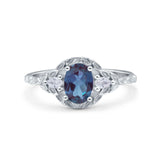 Floral Oval Natural Stone Wedding Ring