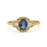 Floral Oval Natural Stone Wedding Ring