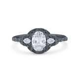 Floral Oval Natural Stone Wedding Ring