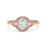 Floral Oval Natural Stone Wedding Ring
