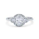 Floral Oval Natural Stone Wedding Ring