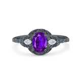 Floral Oval Natural Stone Wedding Ring