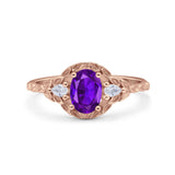 Floral Oval Natural Stone Wedding Ring