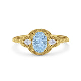 Floral Oval Natural Stone Wedding Ring
