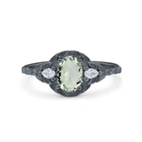 Floral Oval Natural Stone Wedding Ring