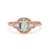 Floral Oval Natural Stone Wedding Ring