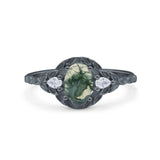 Floral Oval Natural Stone Wedding Ring