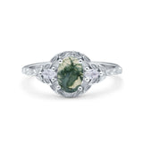 Floral Oval Natural Stone Wedding Ring